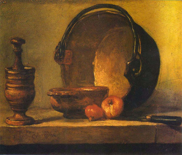 Kitchen still Life with Pastle and Mortar